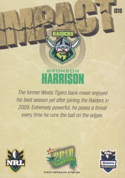 2010 NRL Champions - Impact Signature Gold #IS10 Bronson Harrison Back